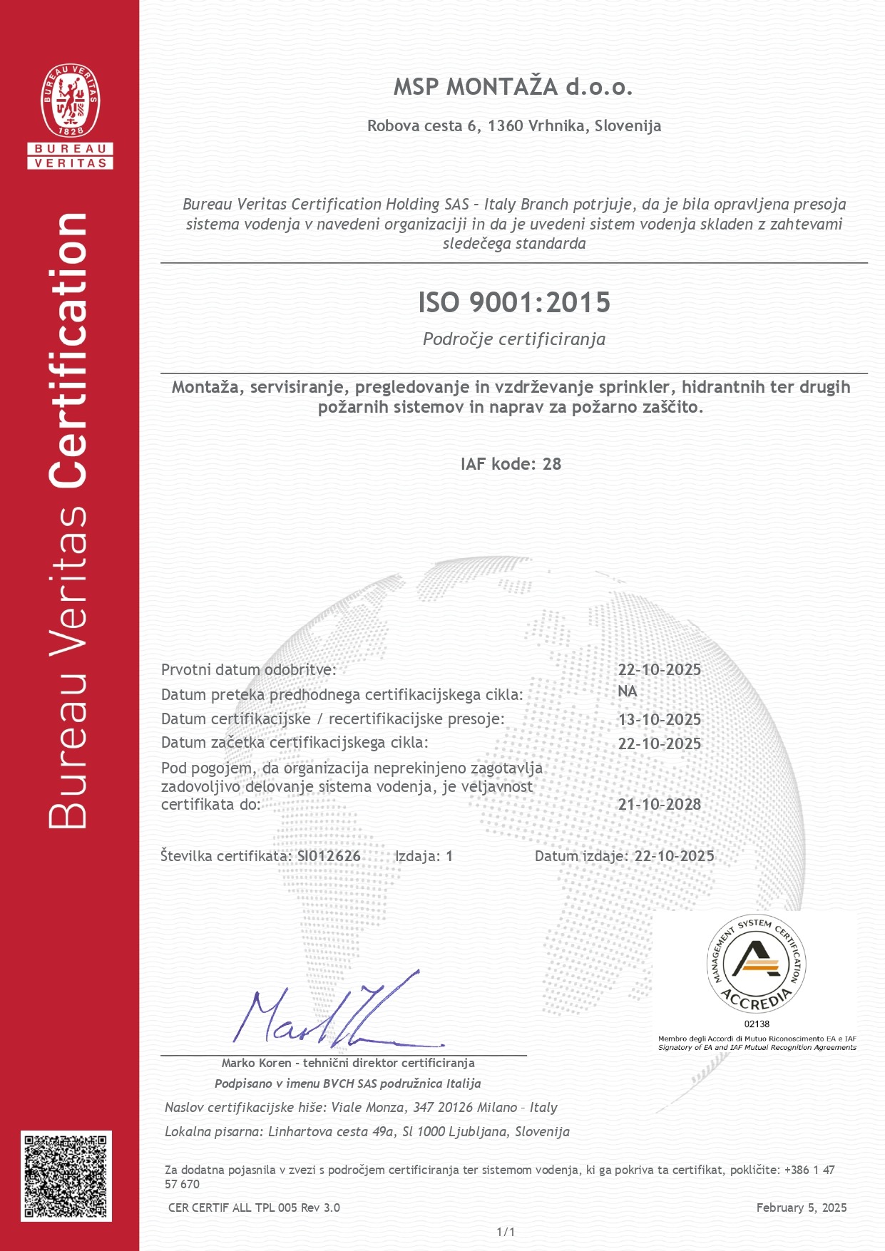 Montaža sprinkler opreme